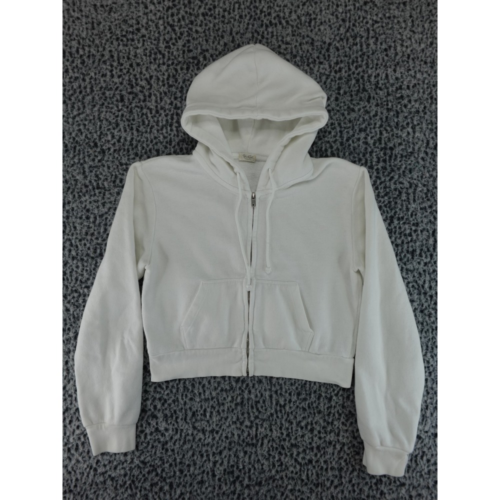 John Galt Brandy Melville Zip Up Hoodie Women One Size‎ White Good Solid Cropped
